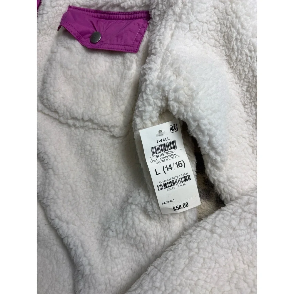 Girls L (14/16) Epic Threads jacket. Snowfall white & purple color. Super soft,